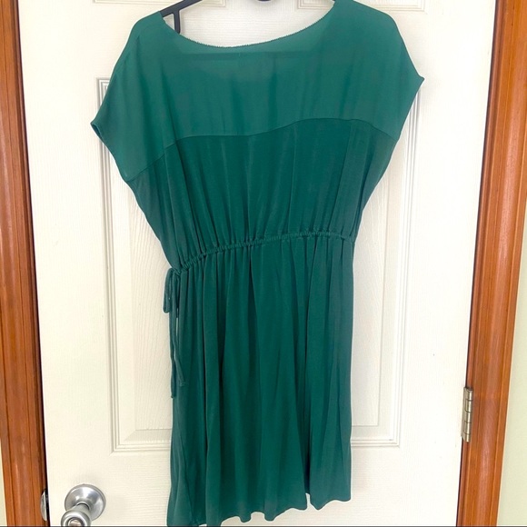 A:glow green chiffon tie waist green maternity top Small EUC - Picture 4 of 5
